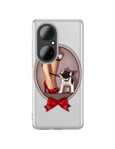 Coque Huawei P50 Pro Lady Jambes Chien Bulldog Dog Pois Noeud Papillon Transparente - Maryline Cazenave