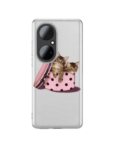 Coque Huawei P50 Pro Chaton Chat Kitten Boite Pois Transparente - Maryline Cazenave
