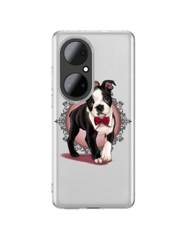 Cover Huawei P50 Pro Cane Bulldog Dog Gentleman Papillon Cappello Trasparente - Maryline Cazenave