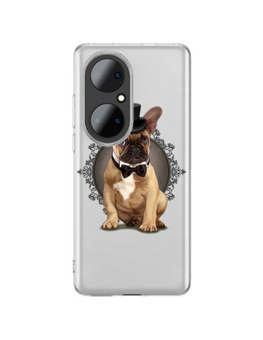 Cover Huawei P50 Pro Cane Bulldog Papillon Cappello Trasparente - Maryline Cazenave