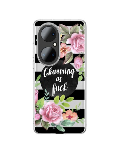 Cover Huawei P50 Pro Charming as Fuck Fioris Trasparente - Maryline Cazenave