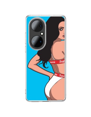 Coque Huawei P50 Pro Pop Art Femme Bleu - Mikadololo