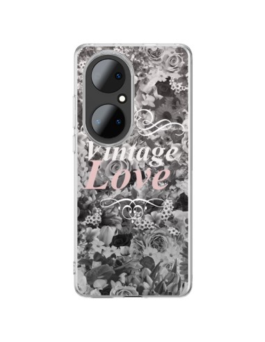Huawei P50 Pro Case Vintage Love Black Flowers - Monica Martinez