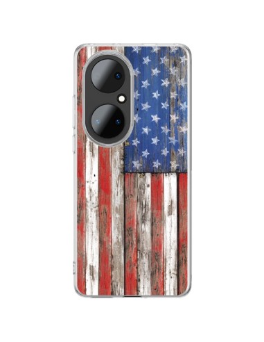 Coque Huawei P50 Pro Drapeau USA Vintage Bois Wood - Maximilian San