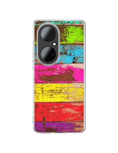 Coque Huawei P50 Pro Bois Coloré Vintage - Maximilian San