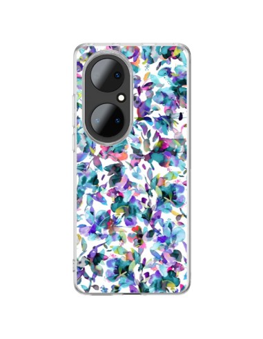 Coque Huawei P50 Pro Aquatic Flowers Blue - Ninola Design