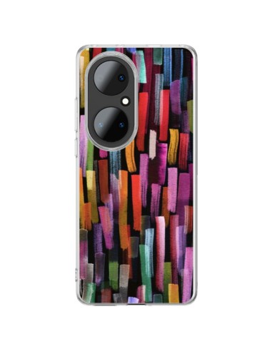 Huawei P50 Pro Case Colorful Brushstrokes Black - Ninola Design