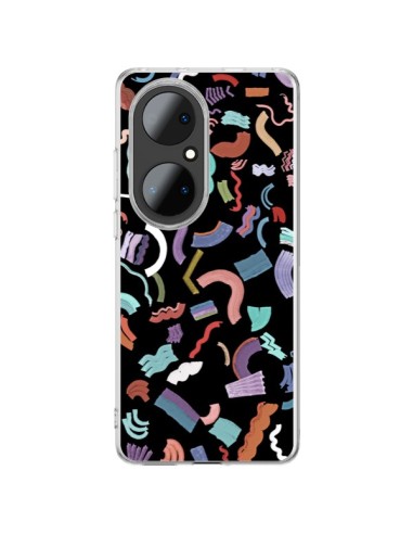 Coque Huawei P50 Pro Curly and Zigzag Stripes Black - Ninola Design