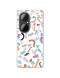 Huawei P50 Pro Case Curly and Zigzag Stripes White - Ninola Design
