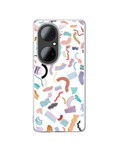 Cover Huawei P50 Pro Curly and Zigzag Stripes Bianco - Ninola Design