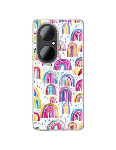 Coque Huawei P50 Pro Cute Watercolor Rainbows - Ninola Design