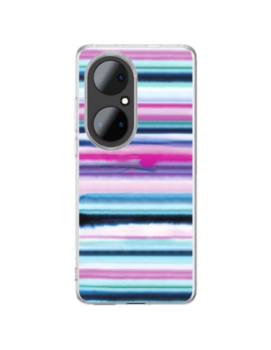 Coque Huawei P50 Pro Degrade Stripes Watercolor Pink - Ninola Design