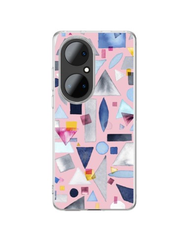 Huawei P50 Pro Case Geometric Pieces Pink - Ninola Design