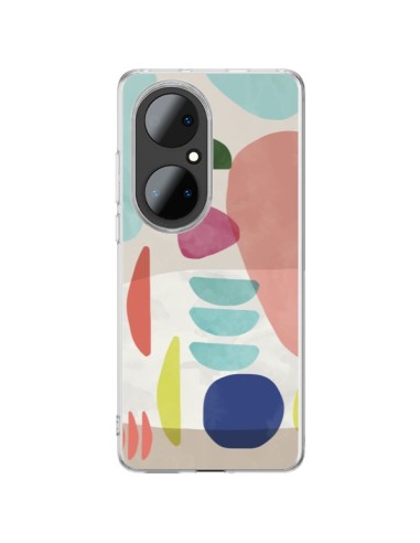 Coque Huawei P50 Pro Moody Geometry Multi White - Ninola Design