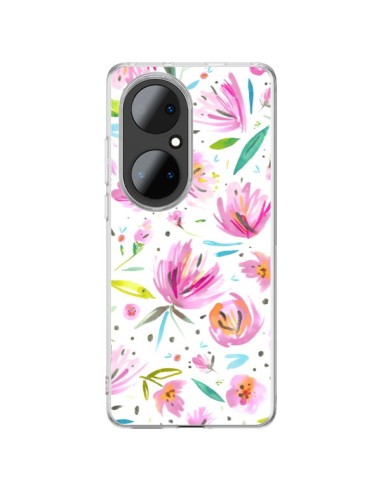 Huawei P50 Pro Case Painterly Waterolor Texture Flowers - Ninola Design