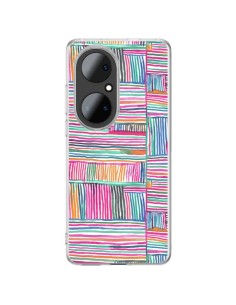 Huawei P50 Pro Case WaterColor Linear Meditation Pink - Ninola Design