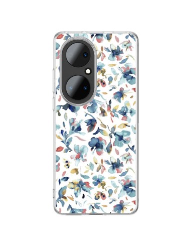 Coque Huawei P50 Pro Watery Hibiscus Blue - Ninola Design