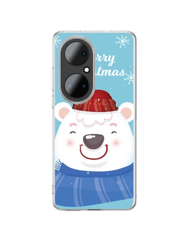 Coque Huawei P50 Pro Ours Blanc de Noël Merry Christmas - Nico