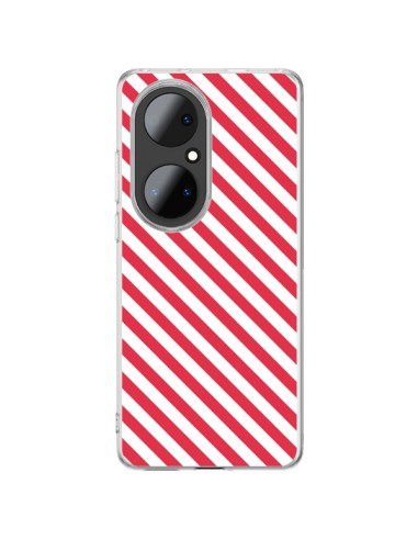 Huawei P50 Pro Case Candy Motivo rigato Pink e White - Nico