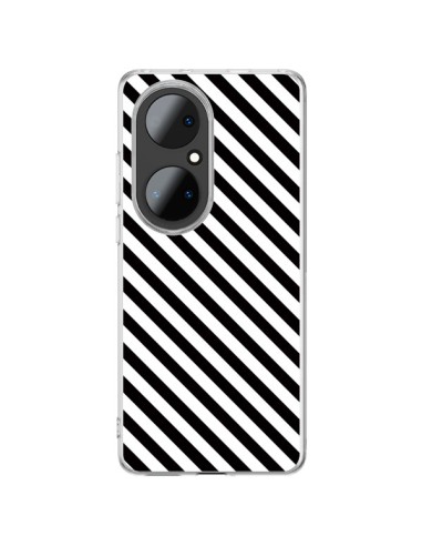 Coque Huawei P50 Pro Bonbon Candy Noire et Blanche Rayée - Nico