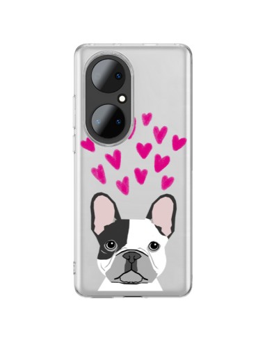 Coque Huawei P50 Pro Bulldog Français Coeurs Chien Transparente - Pet Friendly