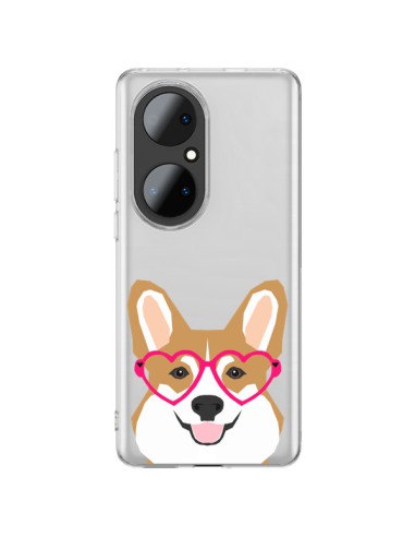 Coque Huawei P50 Pro Chien Marrant Lunettes Coeurs Transparente - Pet Friendly