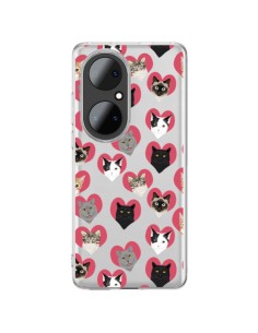 Coque Huawei P50 Pro Chats Coeurs Transparente - Pet Friendly