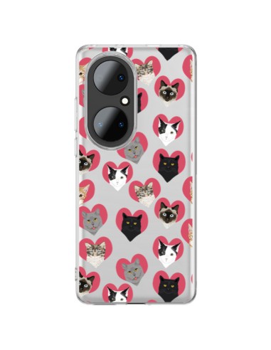 Huawei P50 Pro Case Cat Hearts Clear - Pet Friendly