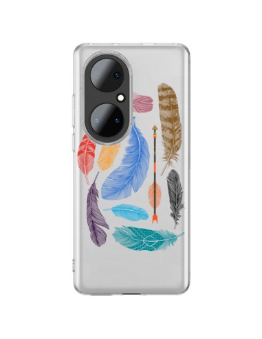 Cover Huawei P50 Pro Piuma Colorata Trasparente - Rachel Caldwell