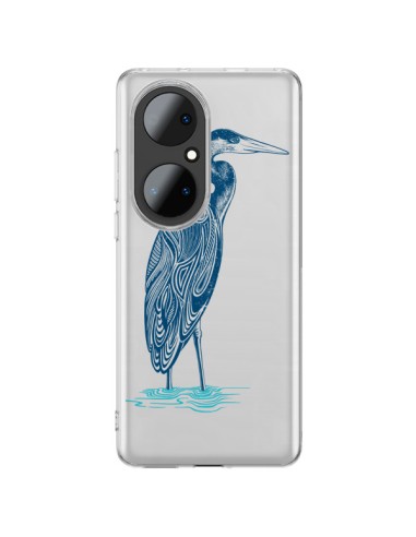Cover Huawei P50 Pro Heron Blu Uccello Trasparente - Rachel Caldwell