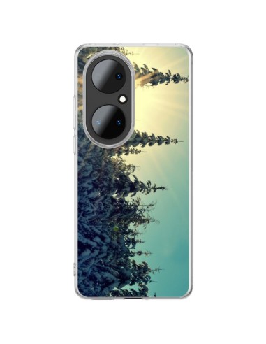 Cover Huawei P50 Pro Paesaggio Invernale Neve Montagne Ski Abeti - R Delean