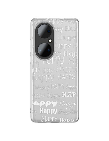 Cover Huawei P50 Pro Happy Felice Bianco Trasparente - R Delean