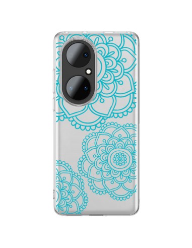 Huawei P50 Pro Case Mandala Green acqua Doodle Flowers Clear - Sylvia Cook