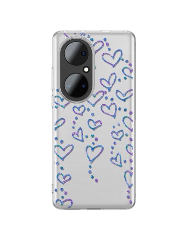 Coque Huawei P50 Pro Floating hearts coeurs flottants Transparente - Sylvia Cook