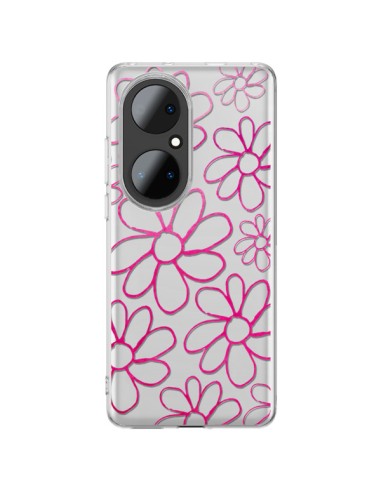 Coque Huawei P50 Pro Flower Garden Pink Fleur Transparente - Sylvia Cook