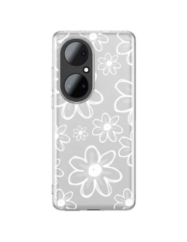 Huawei P50 Pro Case Mandala White Flower Clear - Sylvia Cook