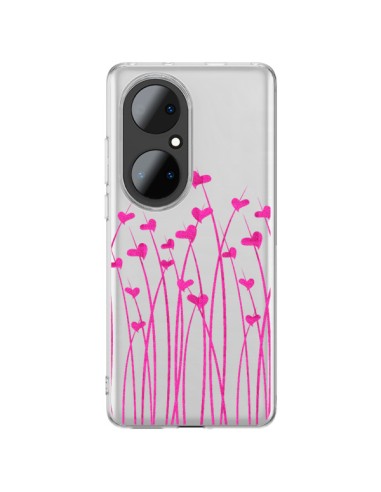 Coque Huawei P50 Pro Love in Pink Amour Rose Fleur Transparente - Sylvia Cook