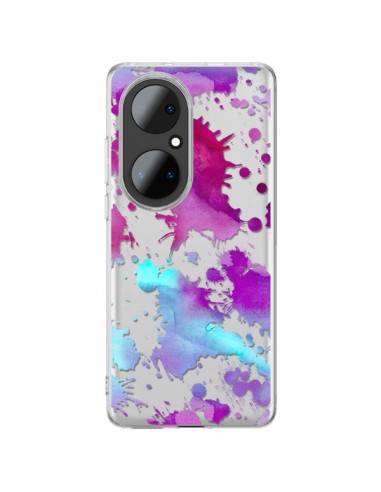 Huawei P50 Pro Case Splash Colorful Blue Purple Clear - Sylvia Cook