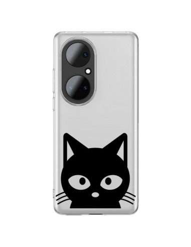 Coque Huawei P50 Pro Tête Chat Noir Cat Transparente - Yohan B.