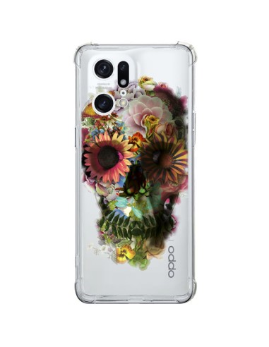 Cover Oppo Find X5 Pro Teschio Fiori Trasparente - Ali Gulec