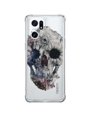 Coque Oppo Find X5 Pro Floral Skull Tête de Mort Transparente - Ali Gulec