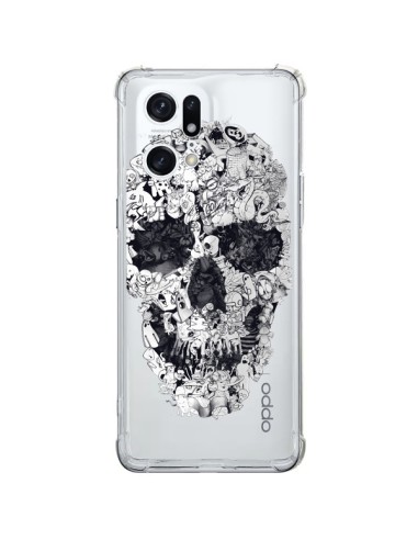Coque Oppo Find X5 Pro Doodle Skull Dessin Tête de Mort Transparente - Ali Gulec