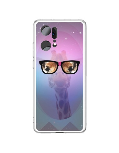 Coque Oppo Find X5 Pro Girafe Geek à Lunettes - Aurelie Scour