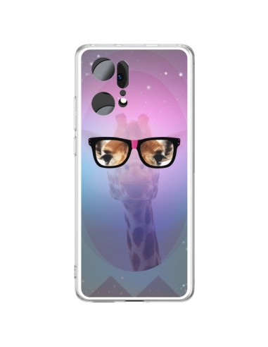 Oppo Find X5 Pro Case Giraffe Nerd with Glasses - Aurelie Scour