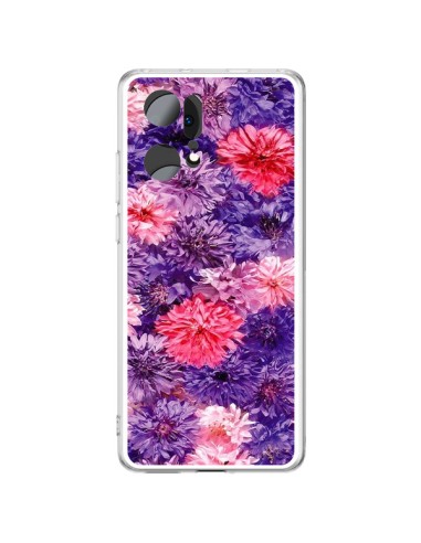 Coque Oppo Find X5 Pro Fleurs Violettes Flower Storm - Asano Yamazaki