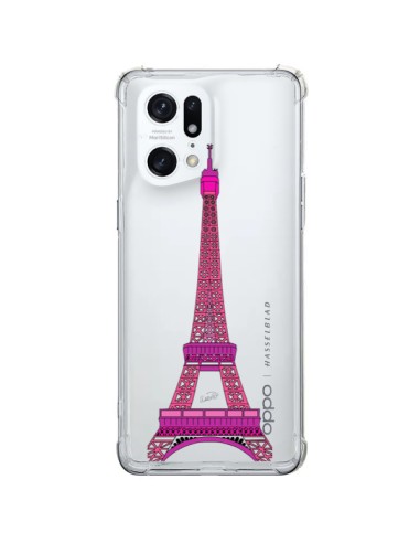Coque Oppo Find X5 Pro Tour Eiffel Rose Paris Transparente - Asano Yamazaki