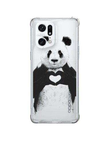 Coque Oppo Find X5 Pro Panda All You Need Is Love Transparente - Balazs Solti