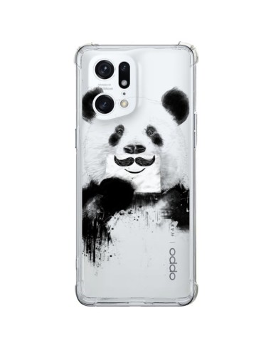 Coque Oppo Find X5 Pro Funny Panda Moustache Transparente - Balazs Solti
