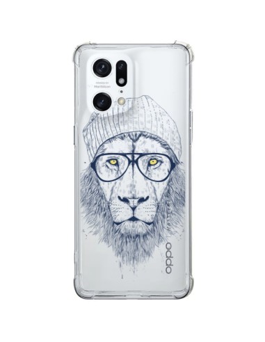 Oppo Find X5 Pro Case Cool Lion Swag Glasses Clear - Balazs Solti
