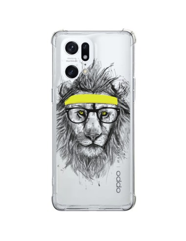 Coque Oppo Find X5 Pro Hipster Lion Transparente - Balazs Solti